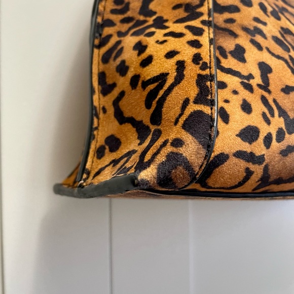 By Far Charlotte Leopard Print Suede Top Handle Mini Bag - Picture 11 of 13